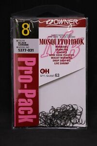 OWNER Mosquito Bait Hooks Pro Pack 5377-031 Size 8 - Black Chrome - Pack of 63