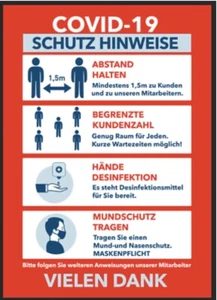 Aufkleber Hinweisschild / VerhaltenVerbreitung Viren A4 Corona Blitzversand ! - Bild 1 von 1