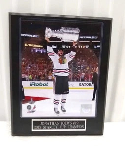 Jonathan Toews-Blackhawks-10 1/2 x 13 BLACK Plaque With 2013 Cup - Picture 1 of 2