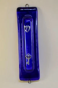   Mezouzah Case Porte Bénédiction Kabbale Beau Cadeau Judaïque FAIT MAIN Art Verre - Photo 1 sur 6