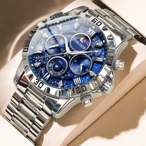 Reloj deportivo de lujo para hombre - Cronógrafo de cuarzo de acero inoxidable, impermeable, Lumi - Imagen 1 de 14