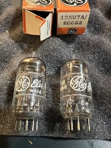 MATCHED PAIR GE 12AU7A/ECC82 Halo Getter Grey Plate TUBES Tests Strong (92% NOS) - Picture 1 of 13