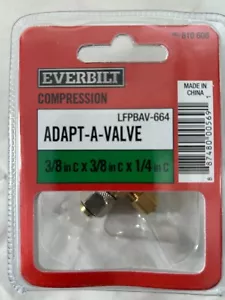 Everbilt 3/8 x 3/8 x 1/4 in. Compression Brass Adapt-A-Valve 3 total pieces NEW - Picture 1 of 3