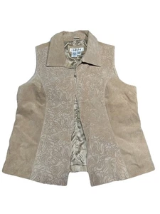 Hellbraune gefütterte Lederweste, Damen Größe M, 100% geprägtes Leder, Western - Bild 1 von 6
