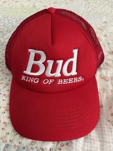 Vintage Budweiser Hat Snapback Cap Mens Red King Of Beers USA Made 90s - Picture 1 of 4