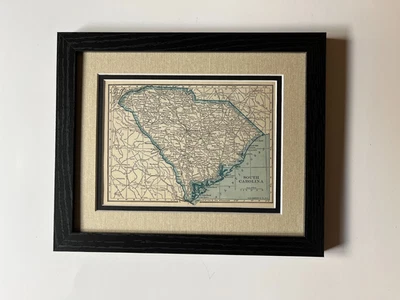 Mapa estatal "azul" de Carolina del Sur 1934 por C.S. Alfombrilla Hammond, enmarcada/DBL VER DESCRIPCIÓN Foto 1 de 3