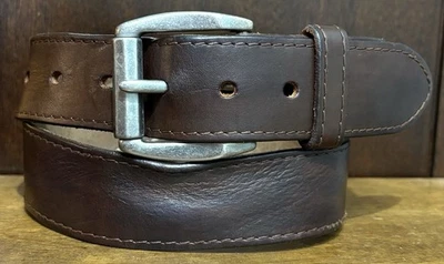 "Cinturón de cuero marrón Levis de colección talla 31-33 1,5"" rodillo ancho Bkl leer" Foto 1 de 4