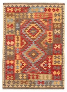 Vintage Hand Woven Kilim Rug 3'6" x 5'0" Traditional Wool Carpet - Picture 1 of 9