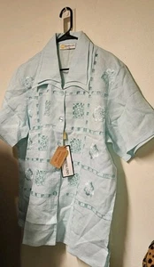 Camisa de vestir Primera de lino nueva con etiquetas XXL genial blusa elegante 100 % lino azul claro - Imagen 1 de 5