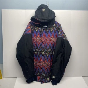Vintage 90s Starter Puffer Jacket 2XL Coat Aztec Fresh Prince DJ Jazzy Jeff - Picture 1 of 10