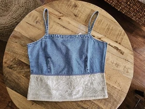 Top corto vaquero vintage Wrangler Y2K para mujer talla grande nuevo con etiquetas 100 % algodón - Imagen 1 de 14
