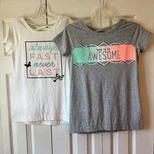 Justice Girls Short Sleeve Shirts Lot of 2 - Size 12 - Criss Cross Back - Picture 1 of 8