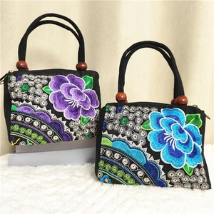 Damen Handtasche Bohemian Blumen doppelseitig bestickt Tasche Perlen Ethno Handtasche - Bild 1 von 14