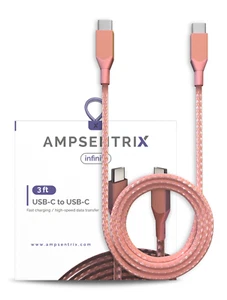 Cable AmpSentrix - 3 pies USB tipo C a USB tipo C (infinito) (rosa) - Imagen 1 de 4