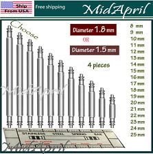 4 pcs Watch Spring Bar Pins Watchband  Stainless Steel -Diameter 1.5mm or 1.8mm