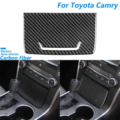 Cubierta de moldura de panel de caja de almacenamiento de cambio de marchas de fibra de carbono para Toyota Camry 2015-2017 Foto 1 de 4