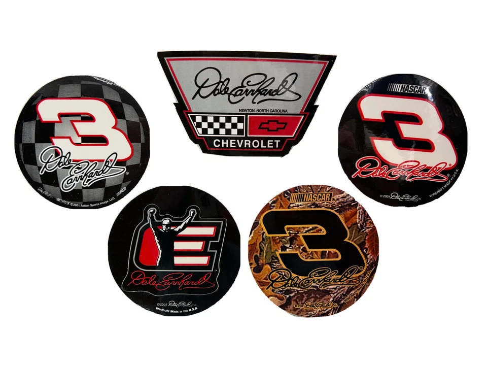 NASCAR Dale Earnhardt SR #3 Logo 3" ROUND STICKER LOT of 5 Black Camo Decal VTG - Image 1 of 4