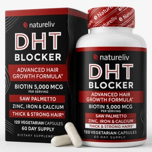 DHT BLOCKER + BIOTIN Saw Palmetto Hair Loss STRONG Regrowth Supplement - 2Months - Picture 1 of 9