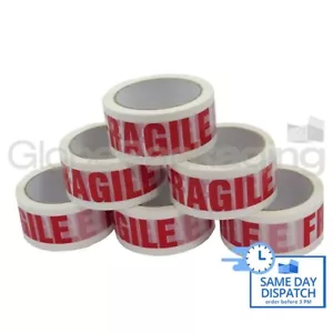 2 ROTOLI DI NASTRO IMBALLAGGIO PACCO STAMPATO FRAGILE 48mm x 66M IMBALLAGGIO NASTRO SIGILLANTE - Foto 1 di 7