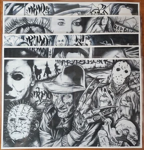 RARO 5 Hojas De Colección, Horror Oscuro, Halloween, Negro Trabajo Tatuaje Flash Set 11X17 - Imagen 1 de 19