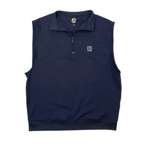 FootJoy Vest Mens L Large Navy Nylon Blend Stretch 1/4 Zip Embroidered Logo Golf - Picture 1 of 13