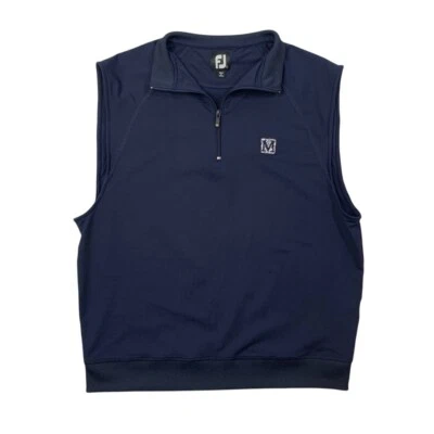 FootJoy Vest Mens L Large Navy Nylon Blend Stretch 1/4 Zip Embroidered Logo Golf - Image 1 of 4