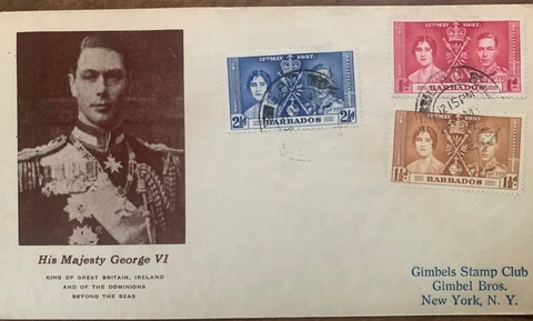Gimbel Bros N Y King George VI Barbados Postal Cover Cover