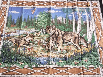 Panel de tela de algodón con resortes "Lobos" 34"" X 44 Foto 1 de 4