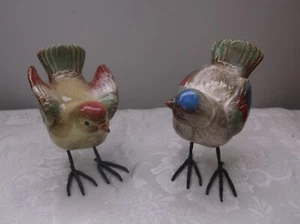 Two Bird Figurines Standing on Metal Legs 5 inches tall - Picture 1 of 5