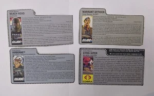 1980er Hasbro Gijoe Karteikarten Lot Gyro-Viper Airborne Beachead Flint - Bild 1 von 3