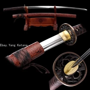 40'' Red Samurai Katana 1095 Steel Battle Ready Japanese Functional Sharp Sword - Picture 1 of 10