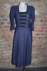KL5069 @ Vintage Dirndl @ feines Loden Trachtenkleid @ Blau melange @ NEU @ 40 - Bild 1 von 3