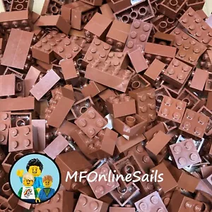 100 Reddish Brown LEGO Bricks sizes 2x2 2x3 2x4 - bulk lot basic large big - Picture 1 of 5