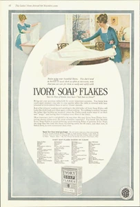 1919 ELFENBEIN SEIFENFLOCKEN Wäsche Antik DRUCK ANZEIGE reinigt Kleidung Decken Teppiche - Bild 1 von 1