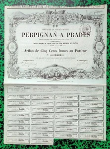 Dépt 66/75 - Perpignan à Prades Siège Paris - Superbe Décor Cie Ferroviaire 1867 - Imagen 1 de 2