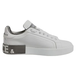 DOLCE & GABBANA Shoes White Gray Leather Low Top Sneakers EU36.5 / US6 670usd - Picture 1 of 13