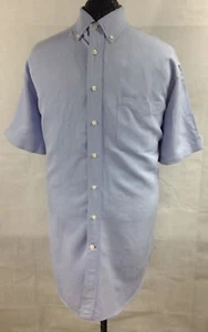 DANIEL CREMIEUX Classic Short Sleeve Shirt Silk/Linen Blend Men’s Large Blue - Picture 1 of 10