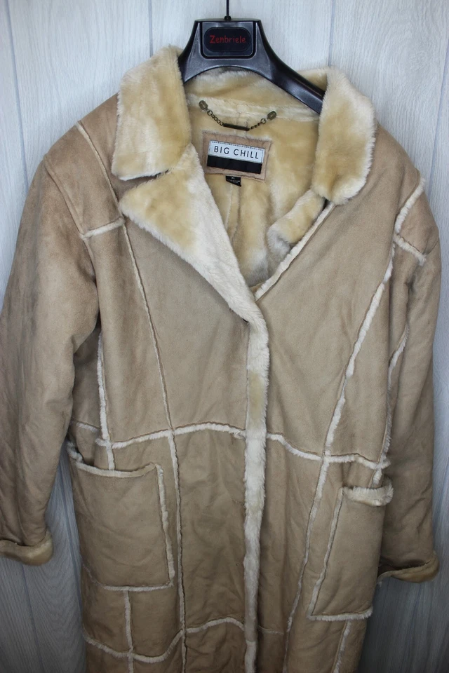 Gabardina Big Chill para mujer con cuello tostado manga larga botón delantero talla XL Foto 1 de 4