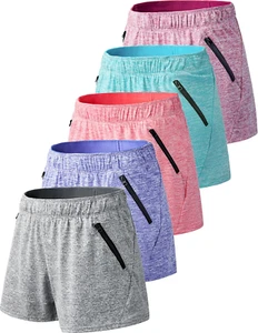 5 Pack: Womens Workout Gym Shorts Casual Lounge Set, Ladies Active Athletic Appa - Picture 1 of 12