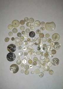 Mixed lot 89 vintage Antique Shell Buttons Size Variety Craft Collect Muscatine - Picture 1 of 5