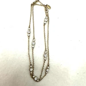 Ann Taylor Gold Tone Crystal Inset Wrap Necklace 30” Signed - Picture 1 of 7