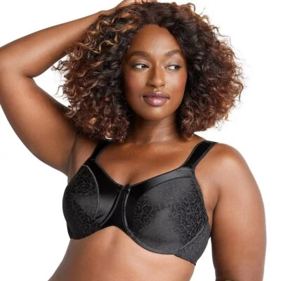 Bali Satin Tracings Minimizer Underwire Bra 3562 Black 36DD NWT - Image 1 of 2