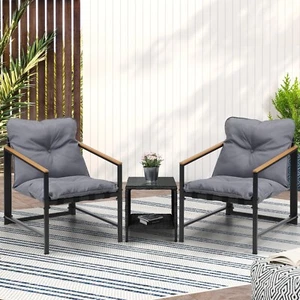 Livsip 3 Piece Outdoor Patio Set Lounge Setting Garden Furniture Rattan Table - Picture 1 of 10