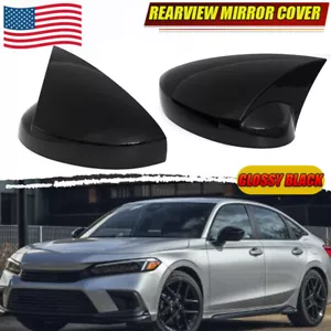 FOR 2022-24 HONDA CIVIC M HORN STYLE GLOSS BLACK ADD-ON SIDE MIRROR COVER CAPS - Bild 1 von 10