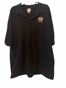 Green Bay Packers NFL Classic Logo Men's Polo Shirt-Black - Size 2XL - Picture 1 of 3