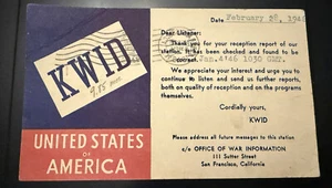 QSL Cards KWID & KNBX Short Wave Radio Station for Office of War Information - Picture 1 of 3
