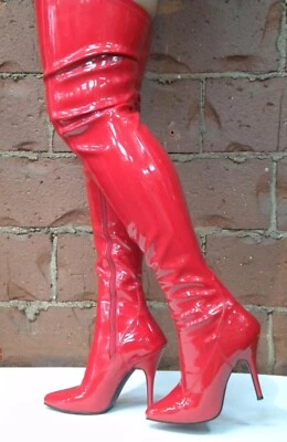Botas Drag Queen Red Wonder Woman Super Hero hasta el muslo para hombre talla 12 13 14 Foto 1 de 2