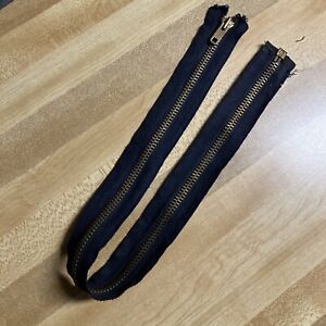 Vintage 20 In Black TALON Brass Jacket Zipper 20.5 Total Inch Cotton OPEN END