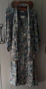 ADINI 12 100% Silk Spotty Polka Dot Dress 3 Piece Set Jacket Scarf Medium Muted - Picture 1 of 12