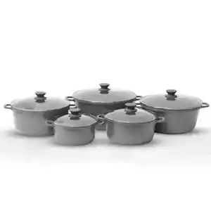 Aluminium 5-teiliges Druckguss Suppentopf Set mit Glasdeckel Antihaft Kasserolle Set - Bild 1 von 5